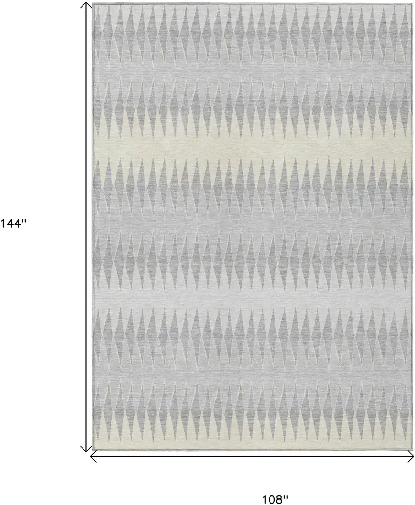 Silver Gray And Ivory Striped Washable Indoor Outdoor Area Rug Photo 3