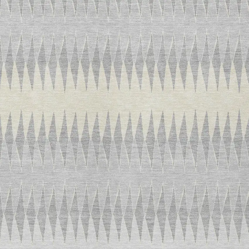 Silver Gray And Ivory Striped Washable Indoor Outdoor Area Rug Photo 6