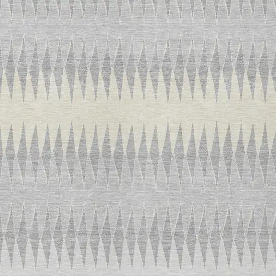 Silver Gray And Ivory Striped Washable Indoor Outdoor Area Rug Photo 6