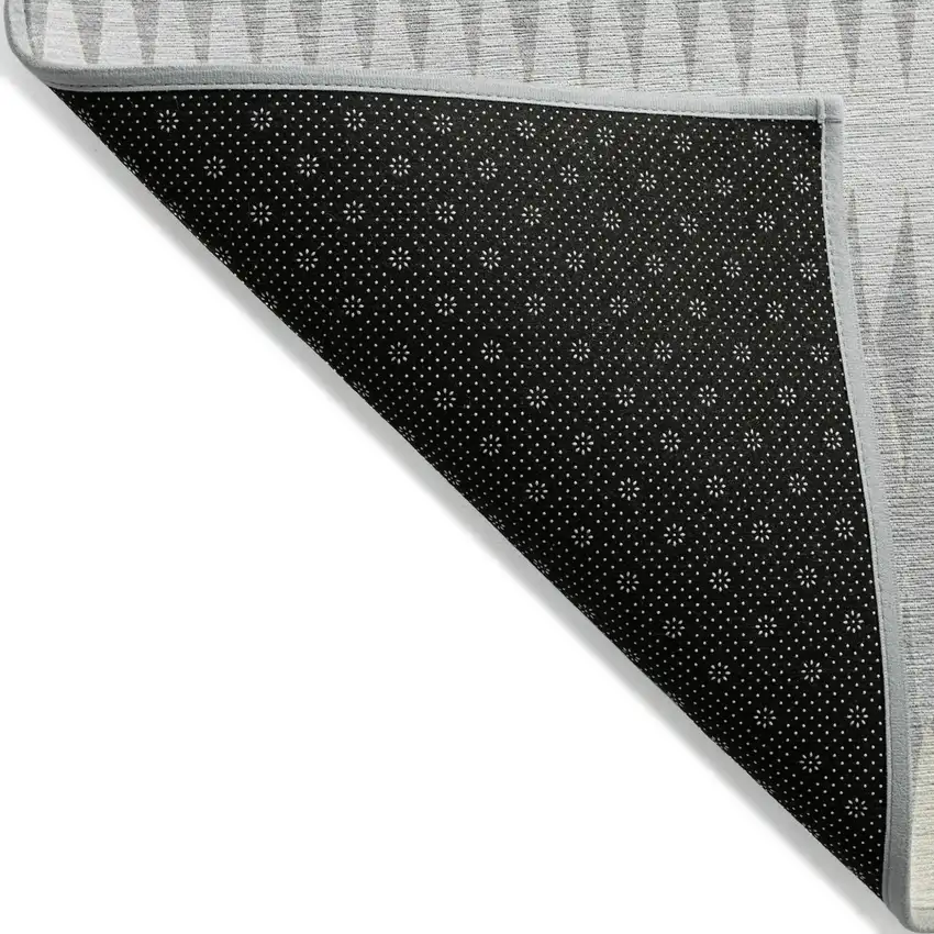 Silver Gray And Ivory Striped Washable Indoor Outdoor Area Rug Photo 4