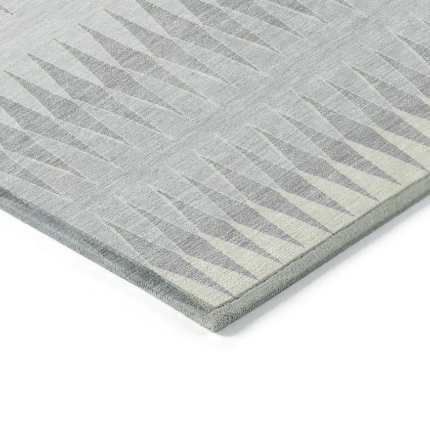 Silver Gray And Ivory Striped Washable Indoor Outdoor Area Rug Photo 5