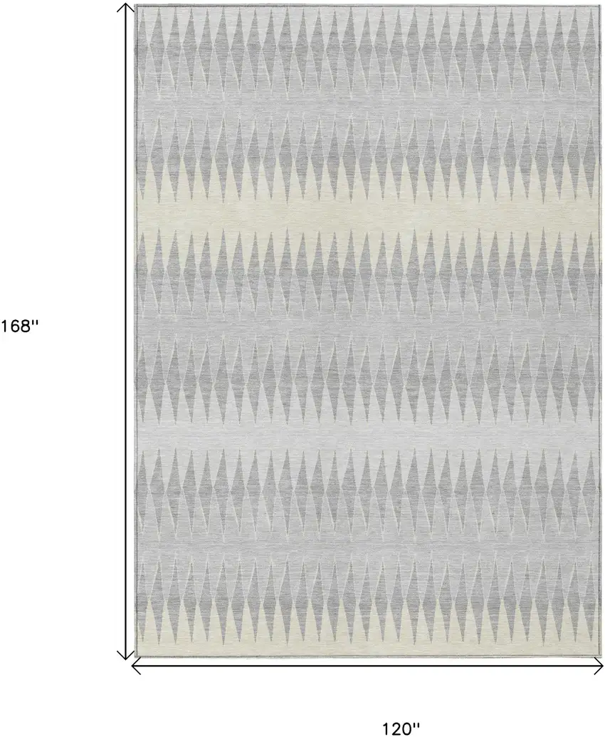 Silver Gray And Ivory Striped Washable Indoor Outdoor Area Rug Photo 3