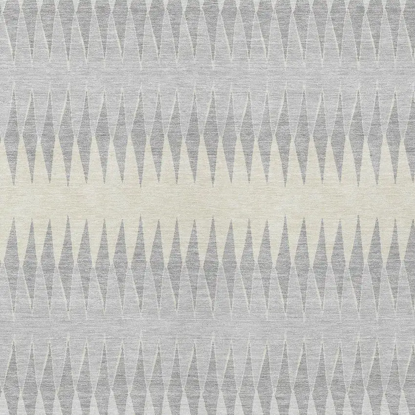 Silver Gray And Ivory Striped Washable Indoor Outdoor Area Rug Photo 6