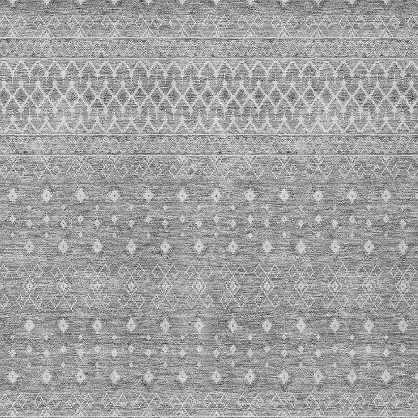 Silver Gray And Ivory Tribal Washable Indoor Outdoor Area Rug Photo 7