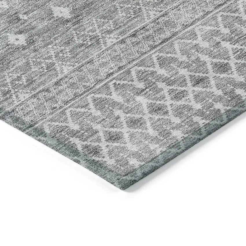 Silver Gray And Ivory Tribal Washable Indoor Outdoor Area Rug Photo 3