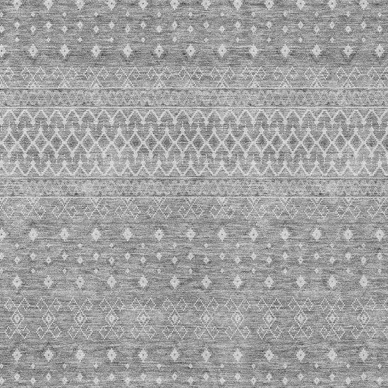 Silver Gray And Ivory Tribal Washable Indoor Outdoor Area Rug Photo 5