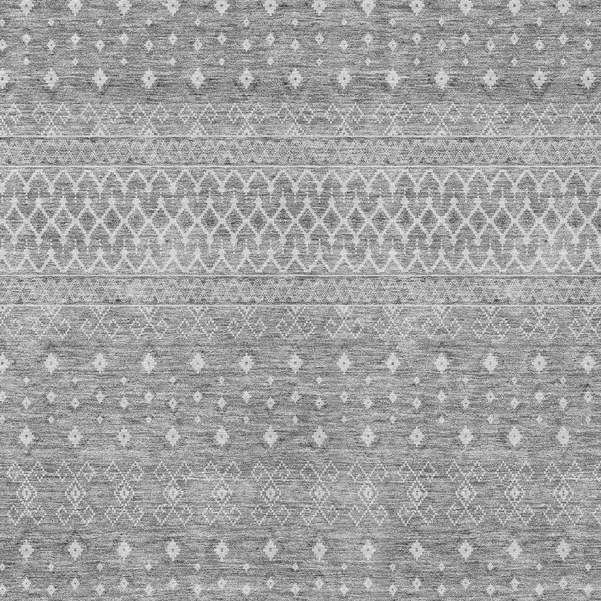 Silver Gray And Ivory Tribal Washable Indoor Outdoor Area Rug Photo 5