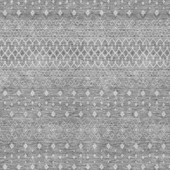 Silver Gray And Ivory Tribal Washable Indoor Outdoor Area Rug Photo 5
