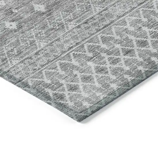 Silver Gray And Ivory Tribal Washable Indoor Outdoor Area Rug Photo 3