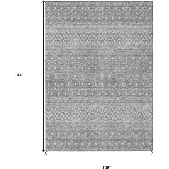 Silver Gray And Ivory Tribal Washable Indoor Outdoor Area Rug Photo 3