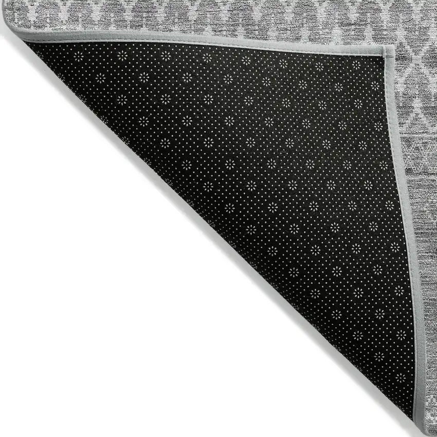 Silver Gray And Ivory Tribal Washable Indoor Outdoor Area Rug Photo 2