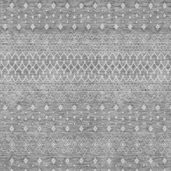 Silver Gray And Ivory Tribal Washable Indoor Outdoor Area Rug Photo 5