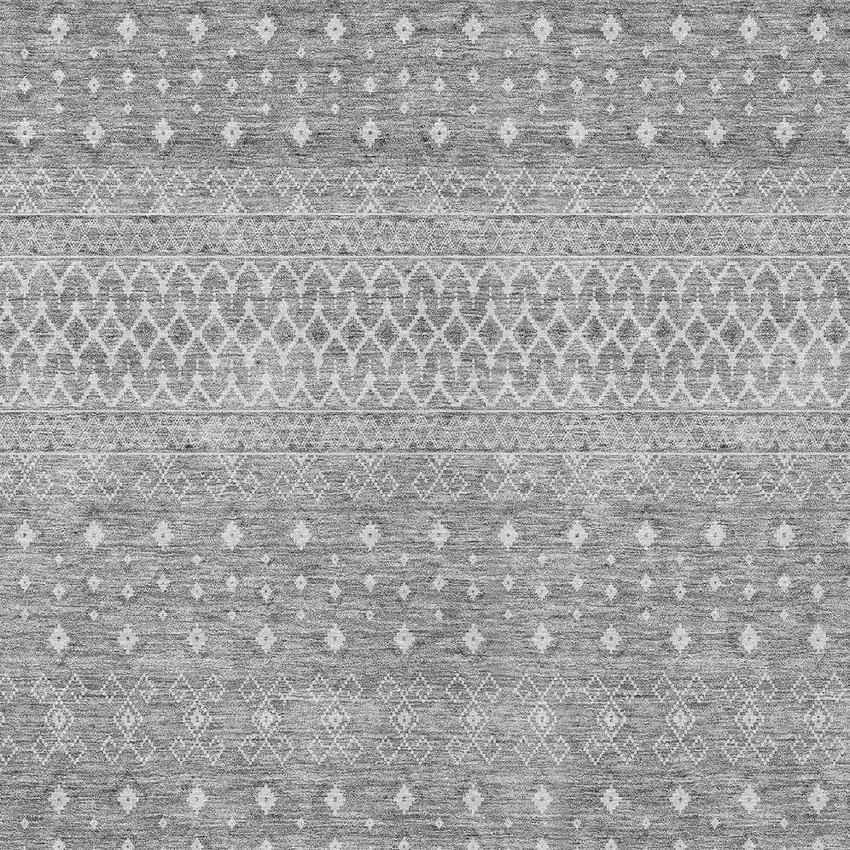 Silver Gray And Ivory Tribal Washable Indoor Outdoor Area Rug Photo 5