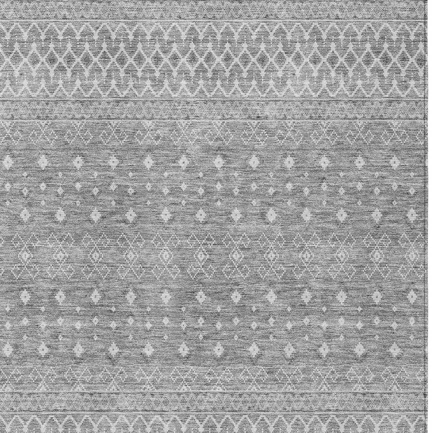 Silver Gray And Ivory Tribal Washable Indoor Outdoor Area Rug Photo 5