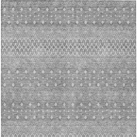 Silver Gray And Ivory Tribal Washable Indoor Outdoor Area Rug Photo 6