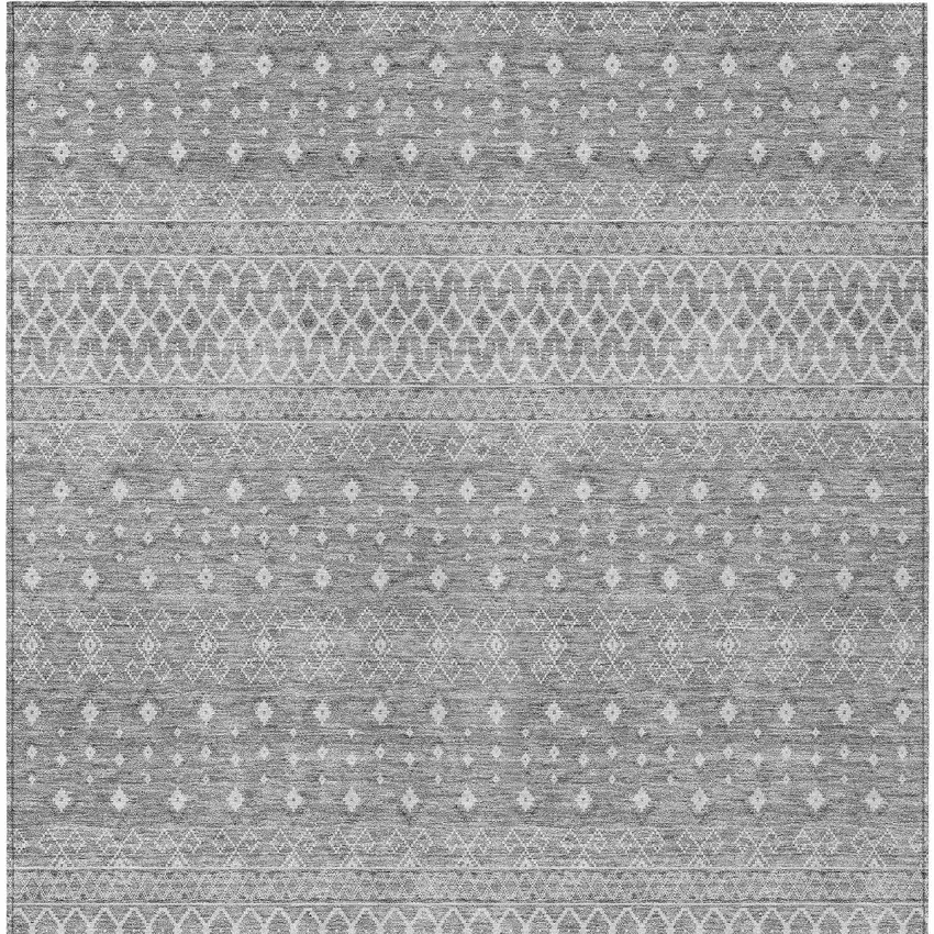 Silver Gray And Ivory Tribal Washable Indoor Outdoor Area Rug Photo 6