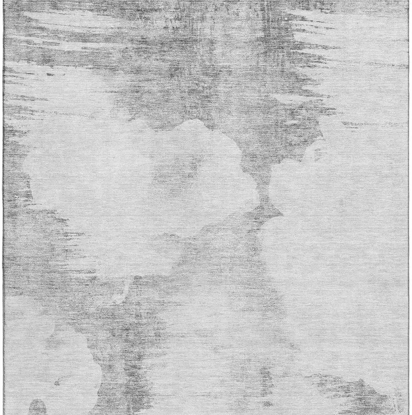 Silver Gray And Pewter Abstract Washable Area Rug With UV Protection Photo 4