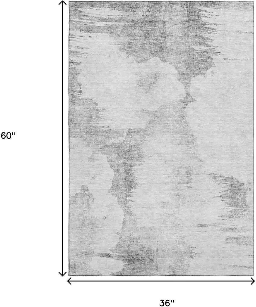 Silver Gray And Pewter Abstract Washable Area Rug With UV Protection Photo 7
