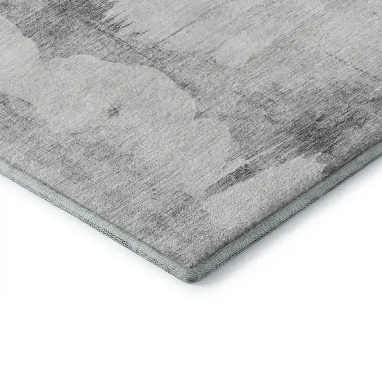 Silver Gray And Pewter Abstract Washable Area Rug With UV Protection Photo 9