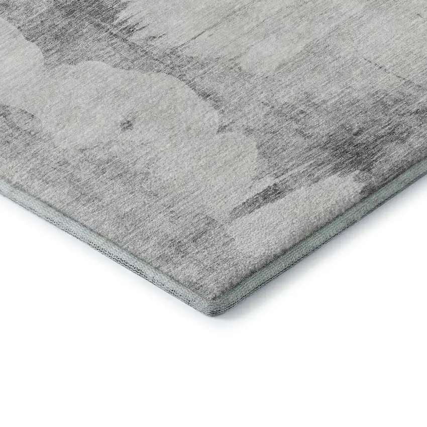 Silver Gray And Pewter Abstract Washable Area Rug With UV Protection Photo 9