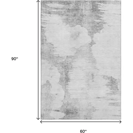 Silver Gray And Pewter Abstract Washable Area Rug With UV Protection Photo 6