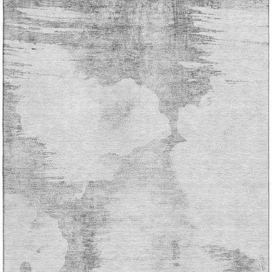 Silver Gray And Pewter Abstract Washable Area Rug With UV Protection Photo 3