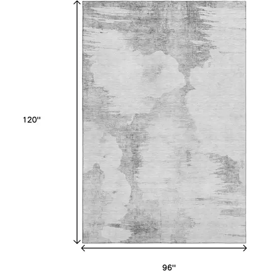 Silver Gray And Pewter Abstract Washable Area Rug With UV Protection Photo 3