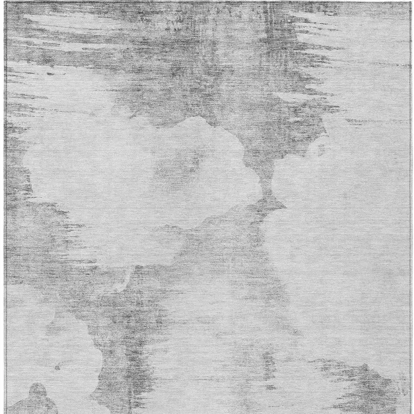 Silver Gray And Pewter Abstract Washable Indoor Outdoor Area Rug Photo 4