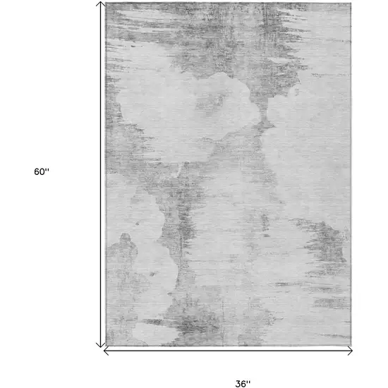 Silver Gray And Pewter Abstract Washable Indoor Outdoor Area Rug Photo 3