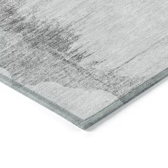 Silver Gray And Pewter Abstract Washable Indoor Outdoor Area Rug Photo 3