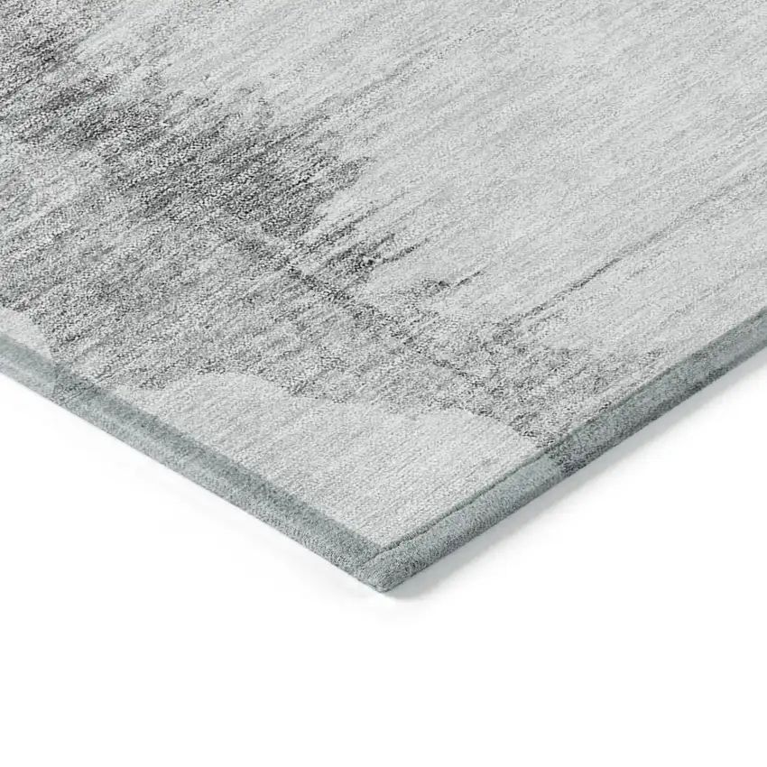 Silver Gray And Pewter Abstract Washable Indoor Outdoor Area Rug Photo 3