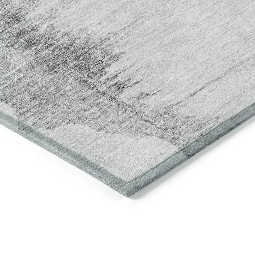 Silver Gray And Pewter Abstract Washable Indoor Outdoor Area Rug Photo 3