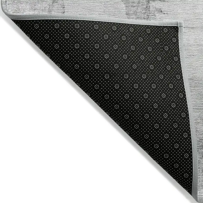 Silver Gray And Pewter Abstract Washable Indoor Outdoor Area Rug Photo 2