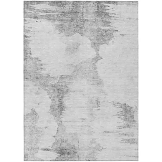 Silver Gray And Pewter Abstract Washable Indoor Outdoor Area Rug Photo 1