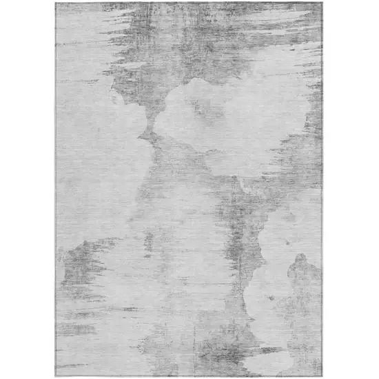 Silver Gray And Pewter Abstract Washable Indoor Outdoor Area Rug Photo 5