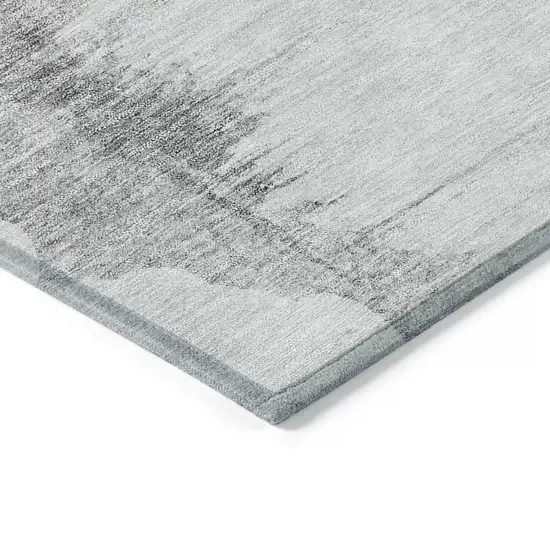 Silver Gray And Pewter Abstract Washable Indoor Outdoor Area Rug Photo 3
