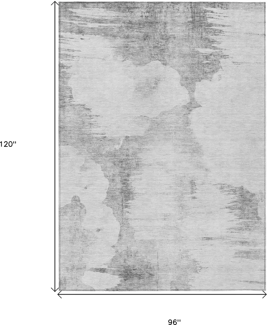 Silver Gray And Pewter Abstract Washable Indoor Outdoor Area Rug Photo 3