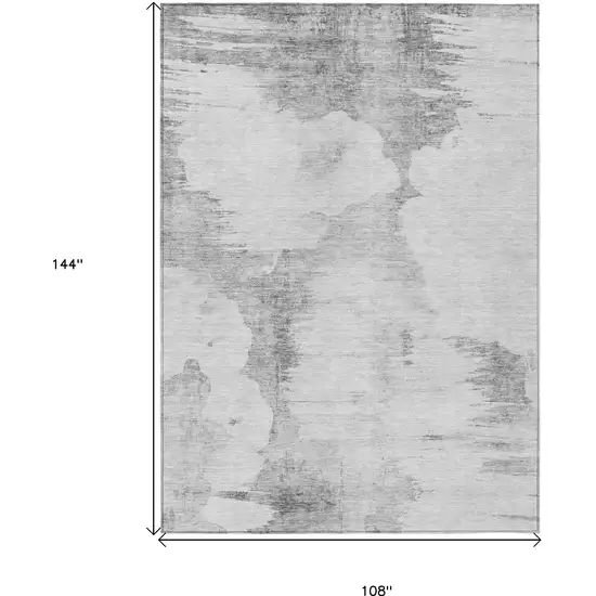 Silver Gray And Pewter Abstract Washable Indoor Outdoor Area Rug Photo 3