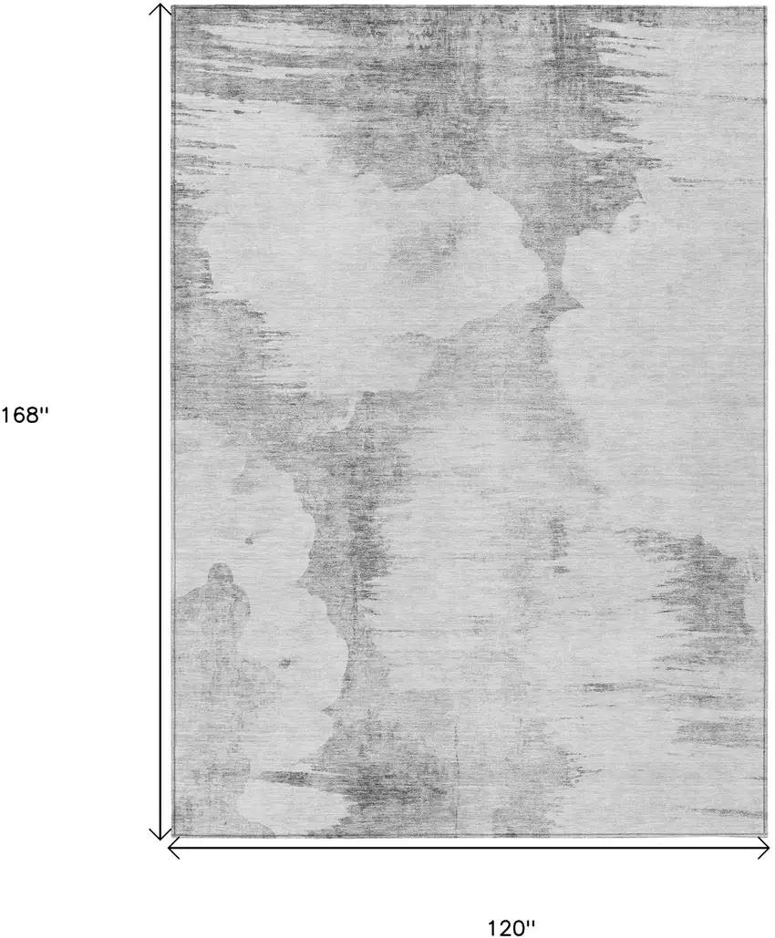 Silver Gray And Pewter Abstract Washable Indoor Outdoor Area Rug Photo 9