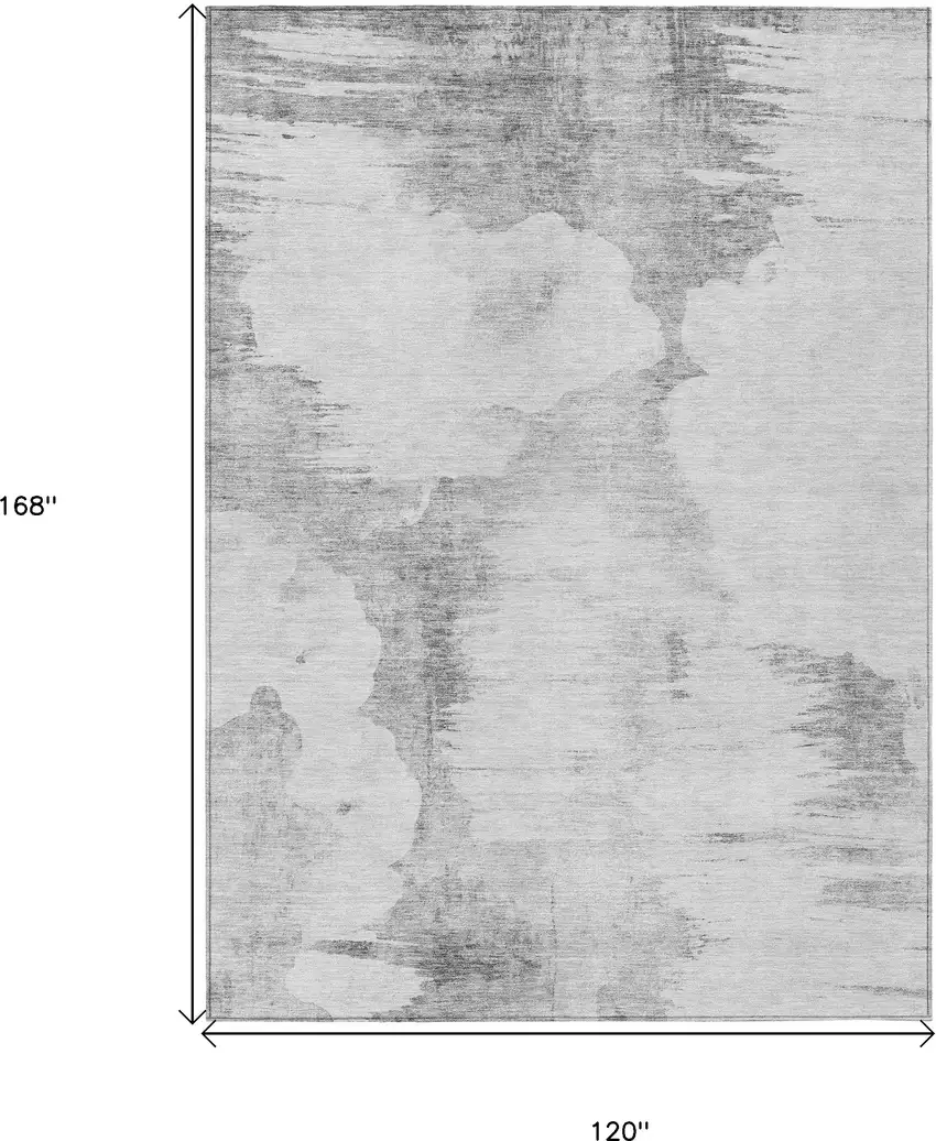 Silver Gray And Pewter Abstract Washable Indoor Outdoor Area Rug Photo 9