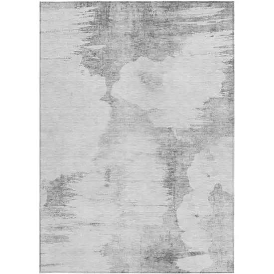 Silver Gray And Pewter Abstract Washable Indoor Outdoor Area Rug Photo 5