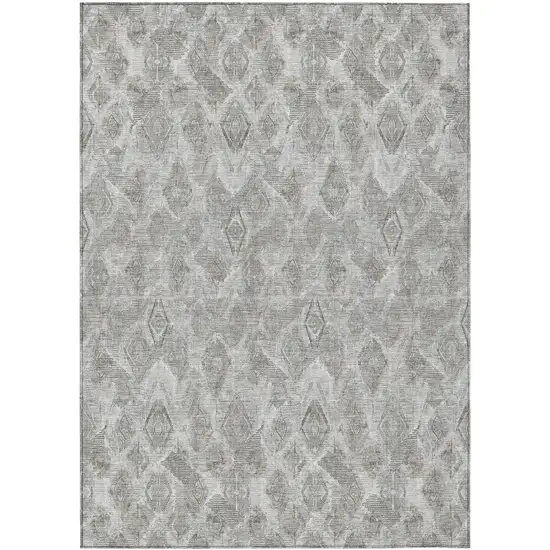 Silver Gray And Pewter Geometric Washable Indoor Outdoor Area Rug Photo 2