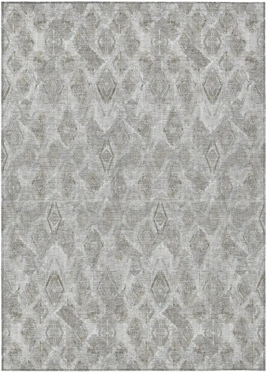 Silver Gray And Pewter Geometric Washable Indoor Outdoor Area Rug Photo 2