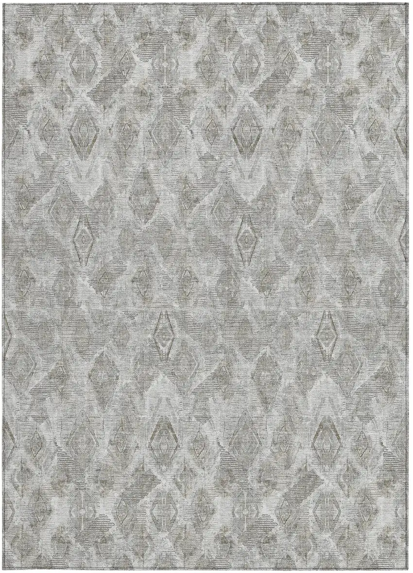 Silver Gray And Pewter Geometric Washable Indoor Outdoor Area Rug Photo 5