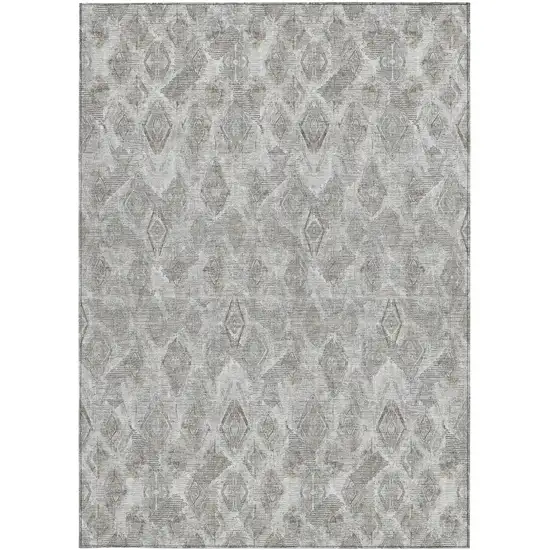 Silver Gray And Pewter Geometric Washable Indoor Outdoor Area Rug Photo 5