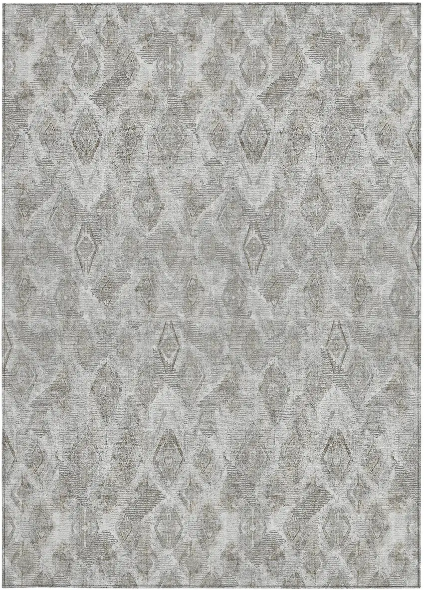 Silver Gray And Pewter Geometric Washable Indoor Outdoor Area Rug Photo 5