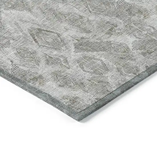 Silver Gray And Pewter Geometric Washable Indoor Outdoor Area Rug Photo 4