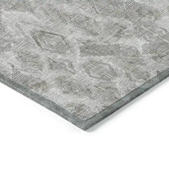 Silver Gray And Pewter Geometric Washable Indoor Outdoor Area Rug Photo 4