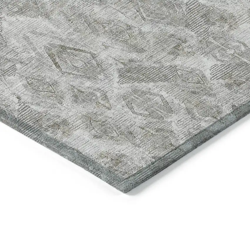 Silver Gray And Pewter Geometric Washable Indoor Outdoor Area Rug Photo 4