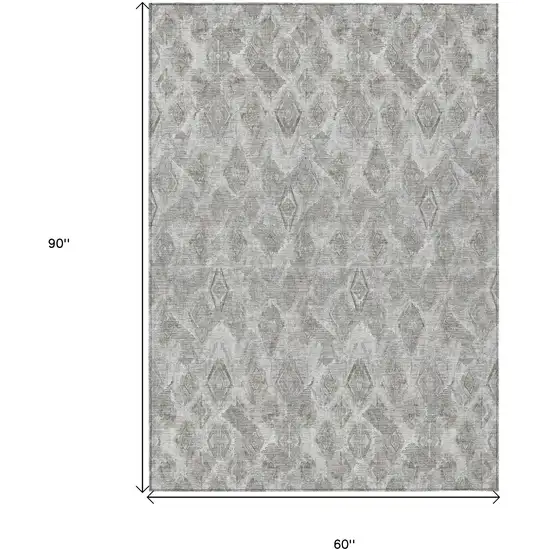 Silver Gray And Pewter Geometric Washable Indoor Outdoor Area Rug Photo 3